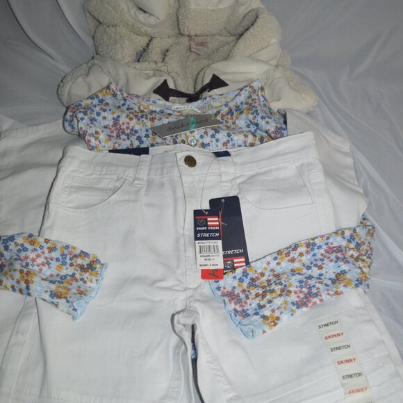 phatfarm jeans girls size 14 with 3 pcs fall set with long sleeve shirt and vest - Picture 7 of 7
